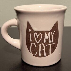 I ❤️ MY CAT Diner Coffee Cup Mug Retro Boho Restaurant Ware ~ Cat Mom Lover